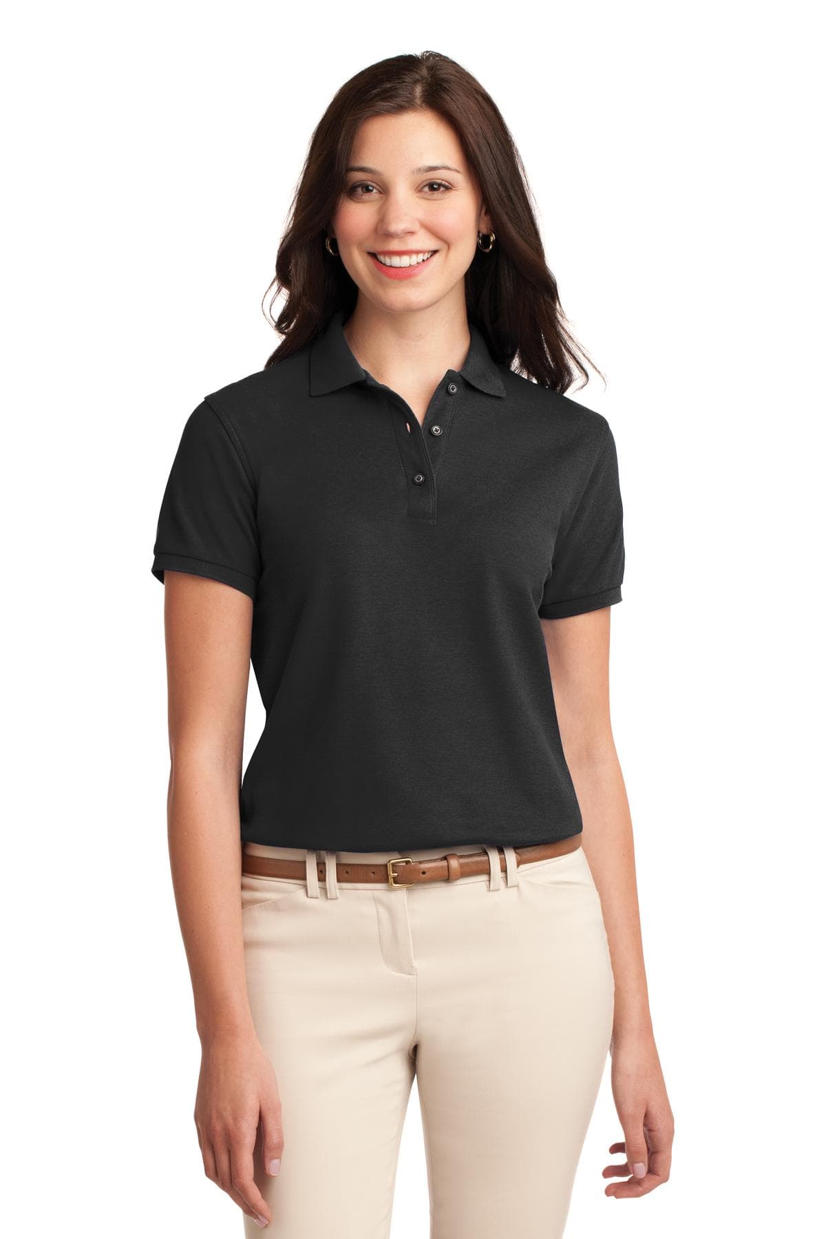 Port Authority Women's Silk Touch Polo. in Black