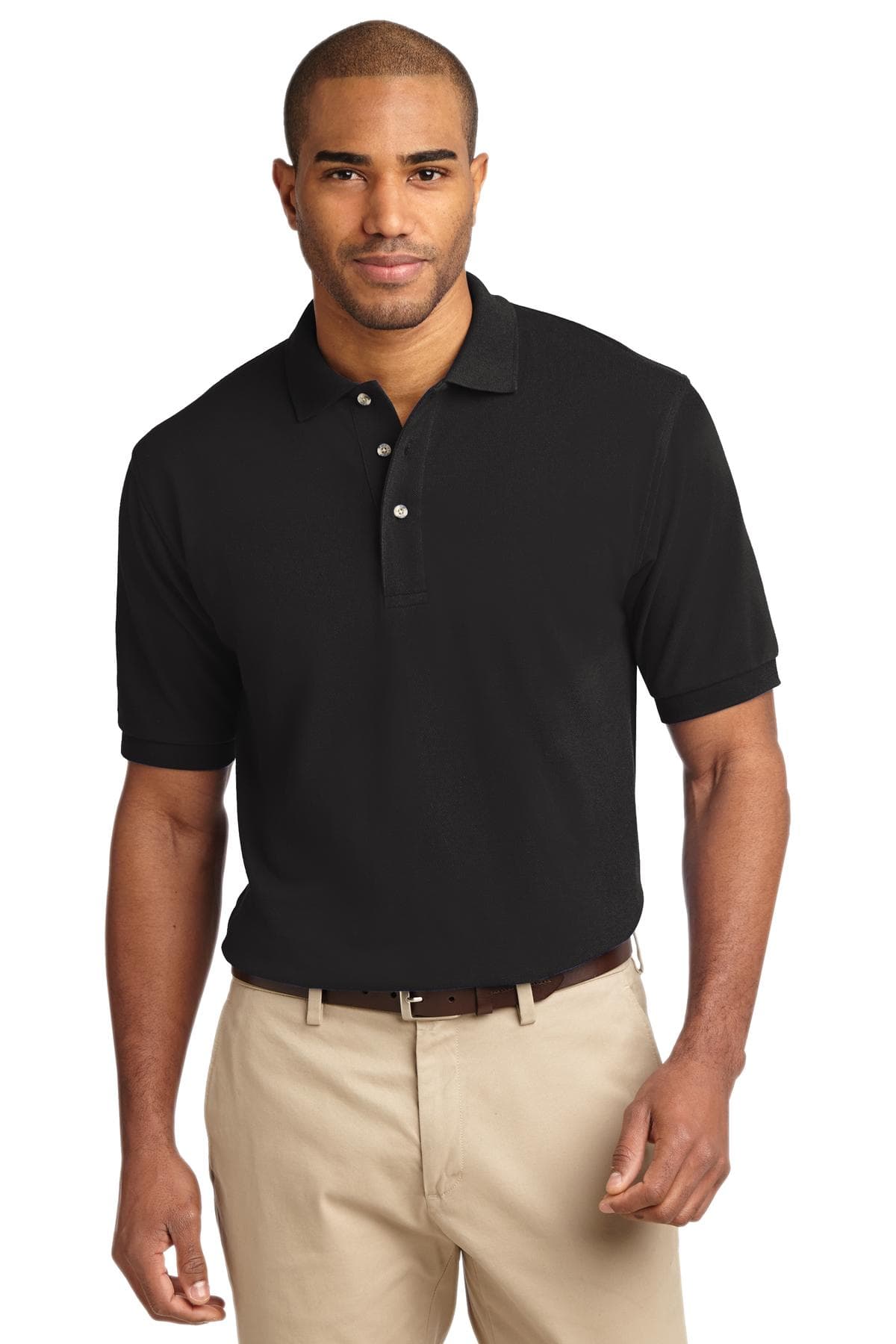 Port Authority Tall Heavyweight Cotton Pique Polo. in Black