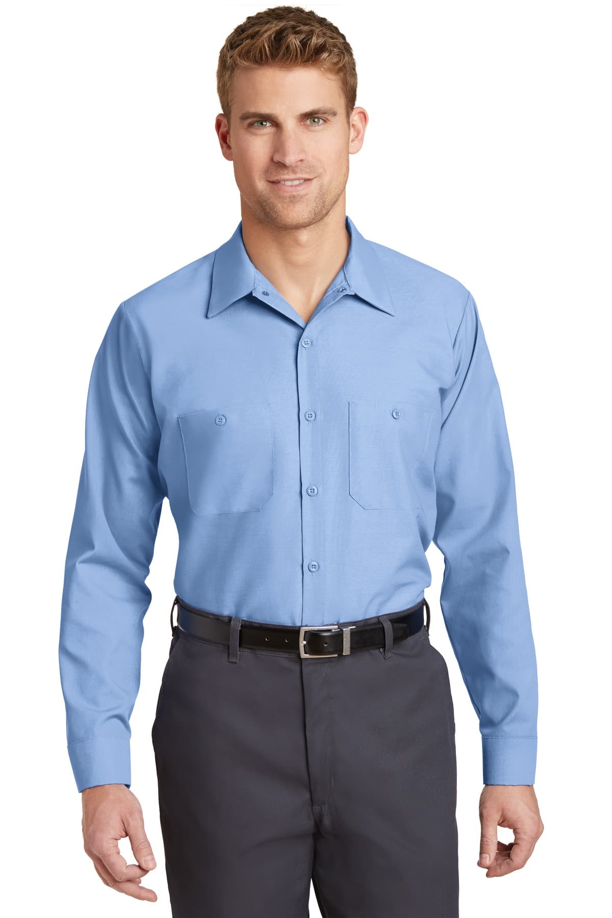 Red Kap Long Sleeve Industrial Work Shirt. in Light Blue