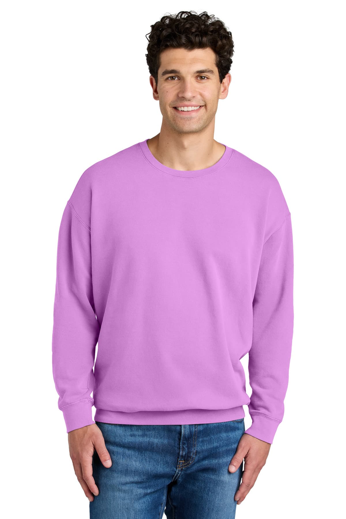 Comfort Colors Lightweight Crewneck Sweatshirt in Neon Violet