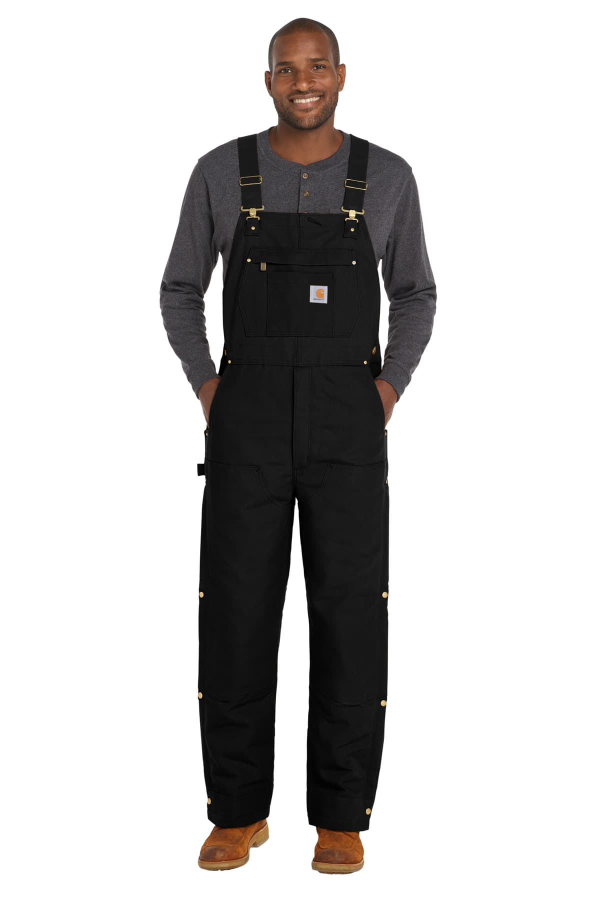Carhartt Tall Firm Duck Insulated Bib Overalls in Black