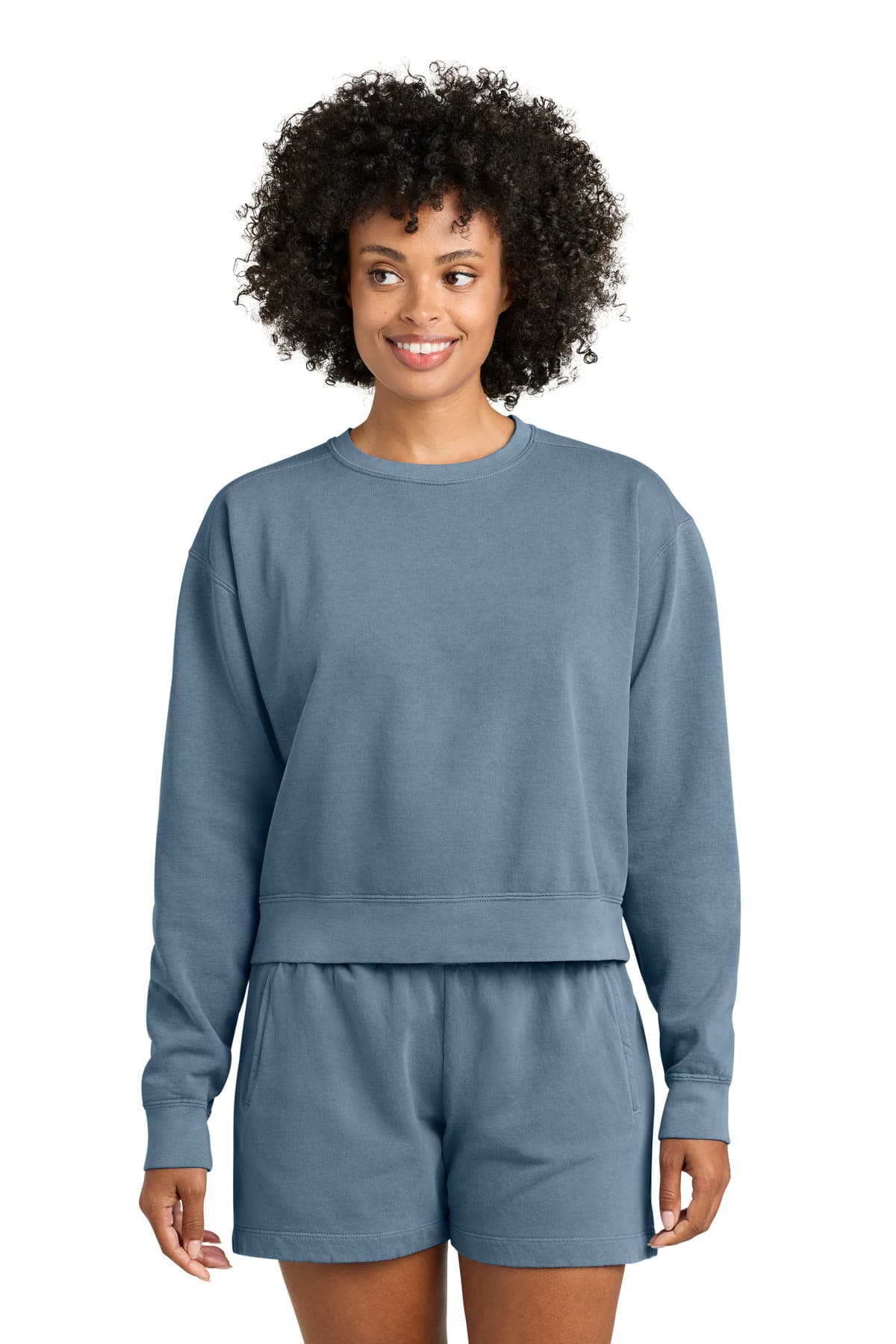 Comfort Colors Women's Mid-Length Crewneck Sweatshirt in Blue Jean