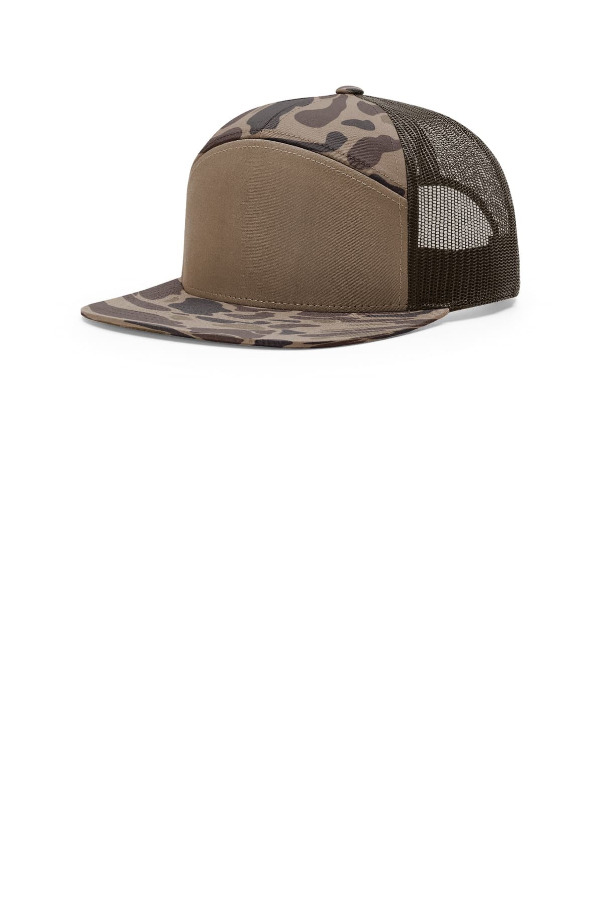 Richardson Printed 7-Panel Trucker in Bark Duck Camo/ Brown