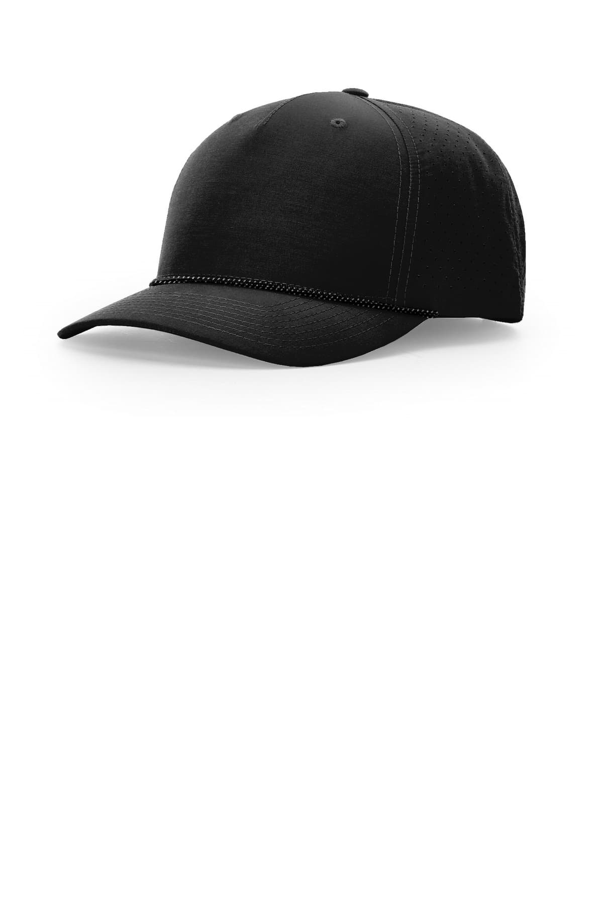 Richardson Laser Perf Performance Rope Cap in Black/ Black Grey