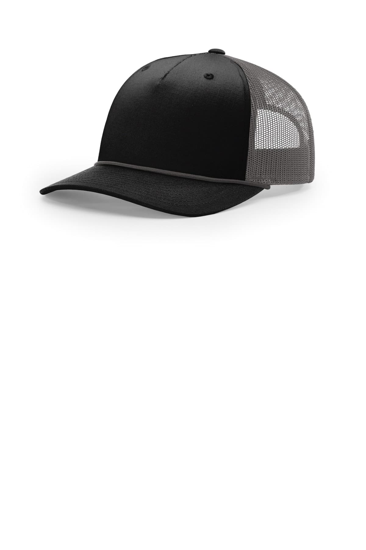 Richardson Five-Panel with Rope in Black/ Charcoal/ Charcoal