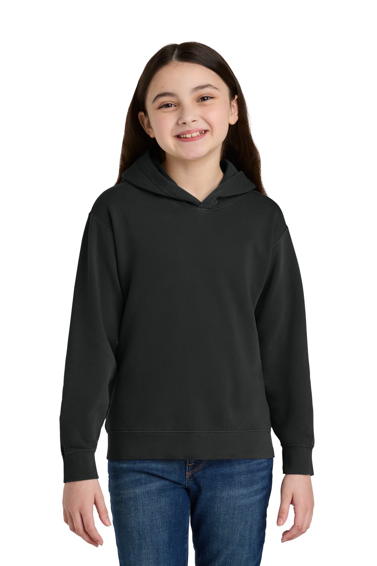 Comfort Colors Youth Lightweight Hooded Sweatshirt in Black