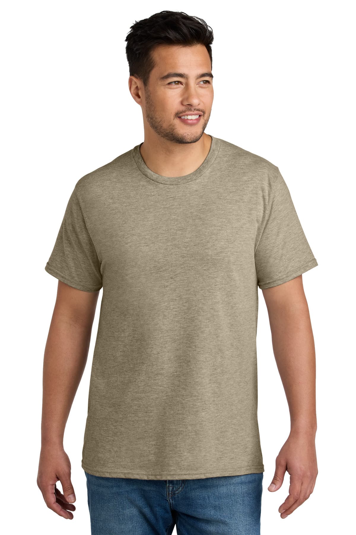 Port & Co CVC Tee in Desert Tan Heather