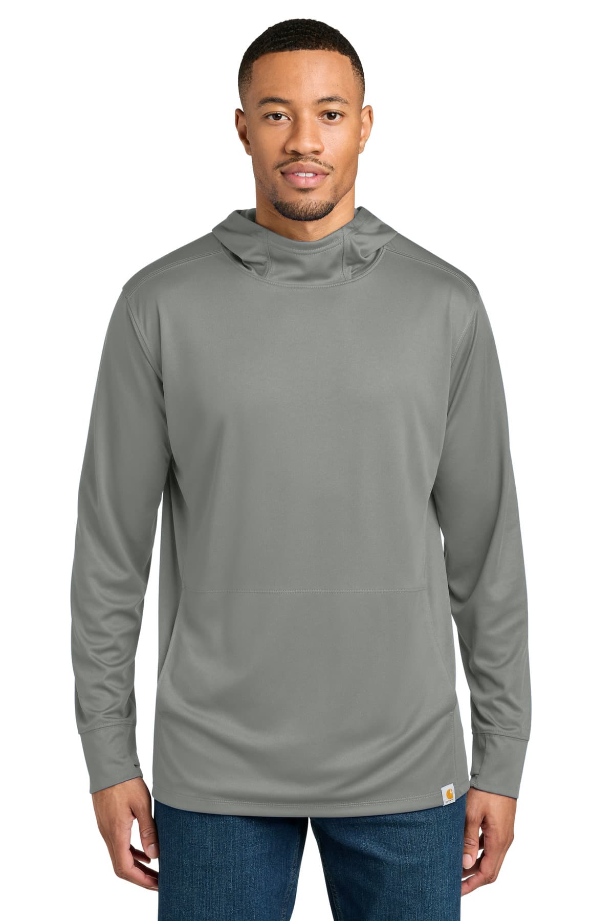 Carhartt Force Sun Defender Long Sleeve Hooded T-Shirt in Asphalt Grey
